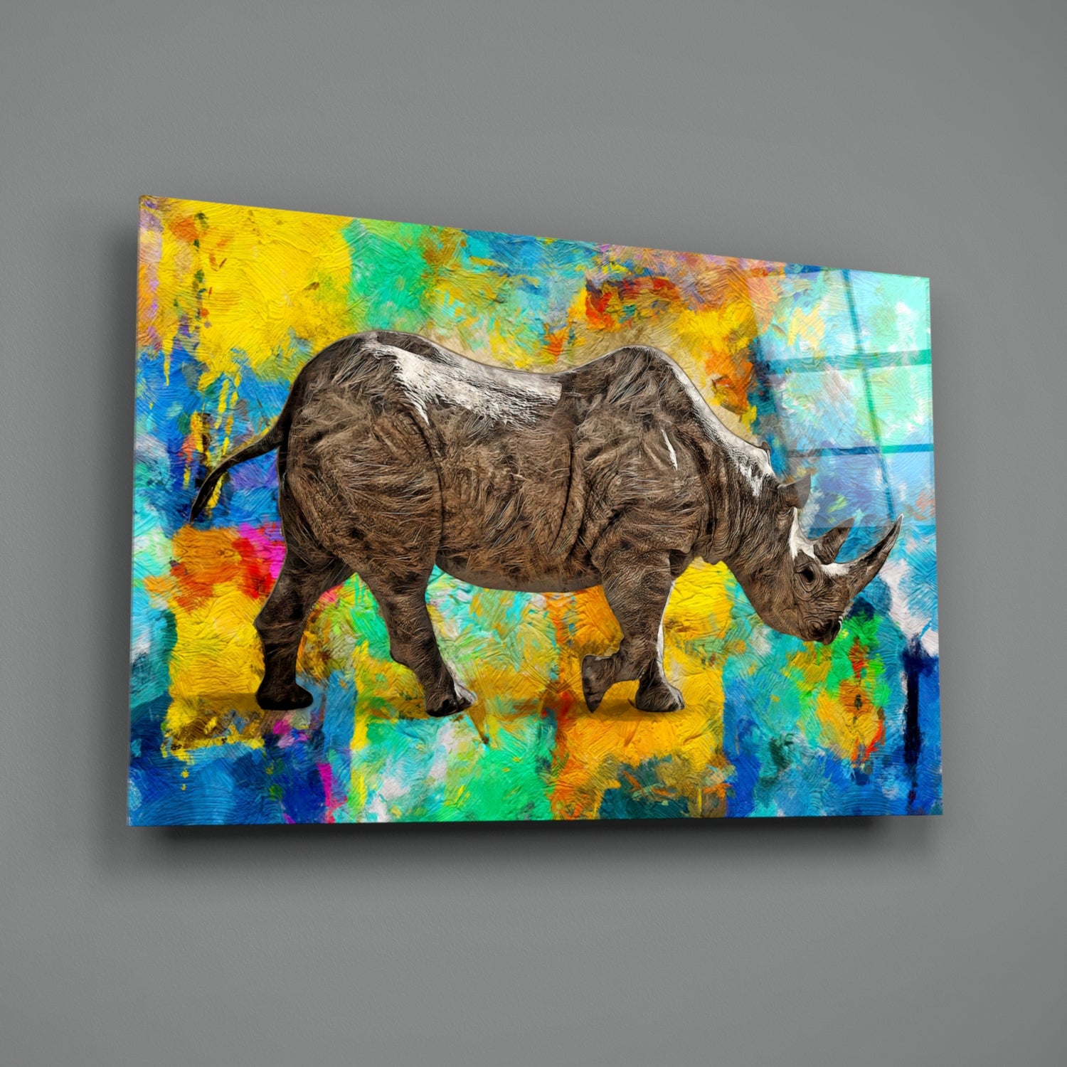 Rhino Glass Wall Art.