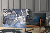 Sapphire Marble artwork anchoring a wall with bold sophisticated palette