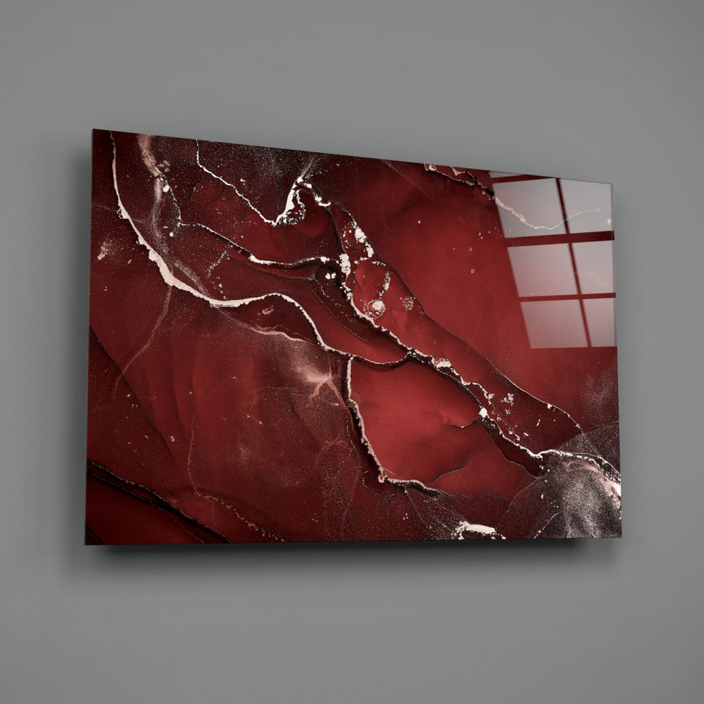 Close-up detail of silver veins glinting through crimson flow
