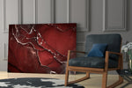 Crimson Marble artwork anchoring a wall with bold romantic palette