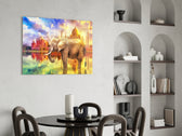 Indian Elephant glass print enhancing a foyer with editorial drama