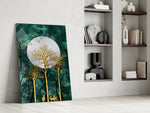 Gold Forest Deer artwork anchoring a wall with moody luxe palette