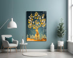 Floral Stag panel adding editorial mood to a foyer
