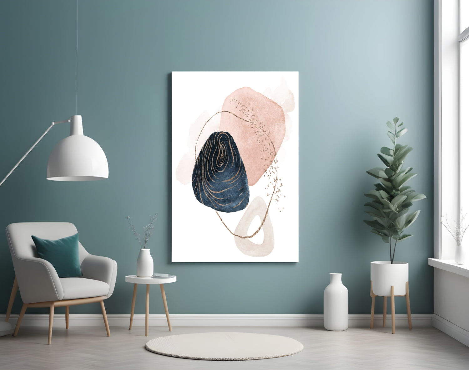 Abstract Shapes Glass Wall Art.