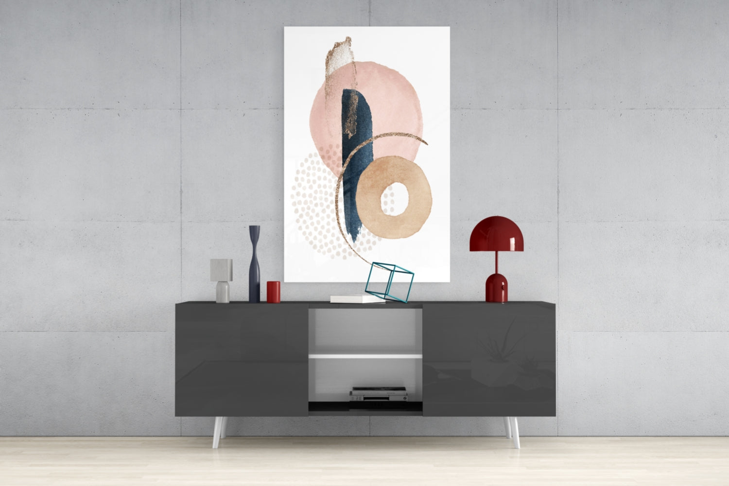 Abstract Shapes Glass Wall Art.