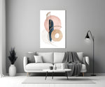 Boho Curve glass wall art styled above a bed in a bedroom