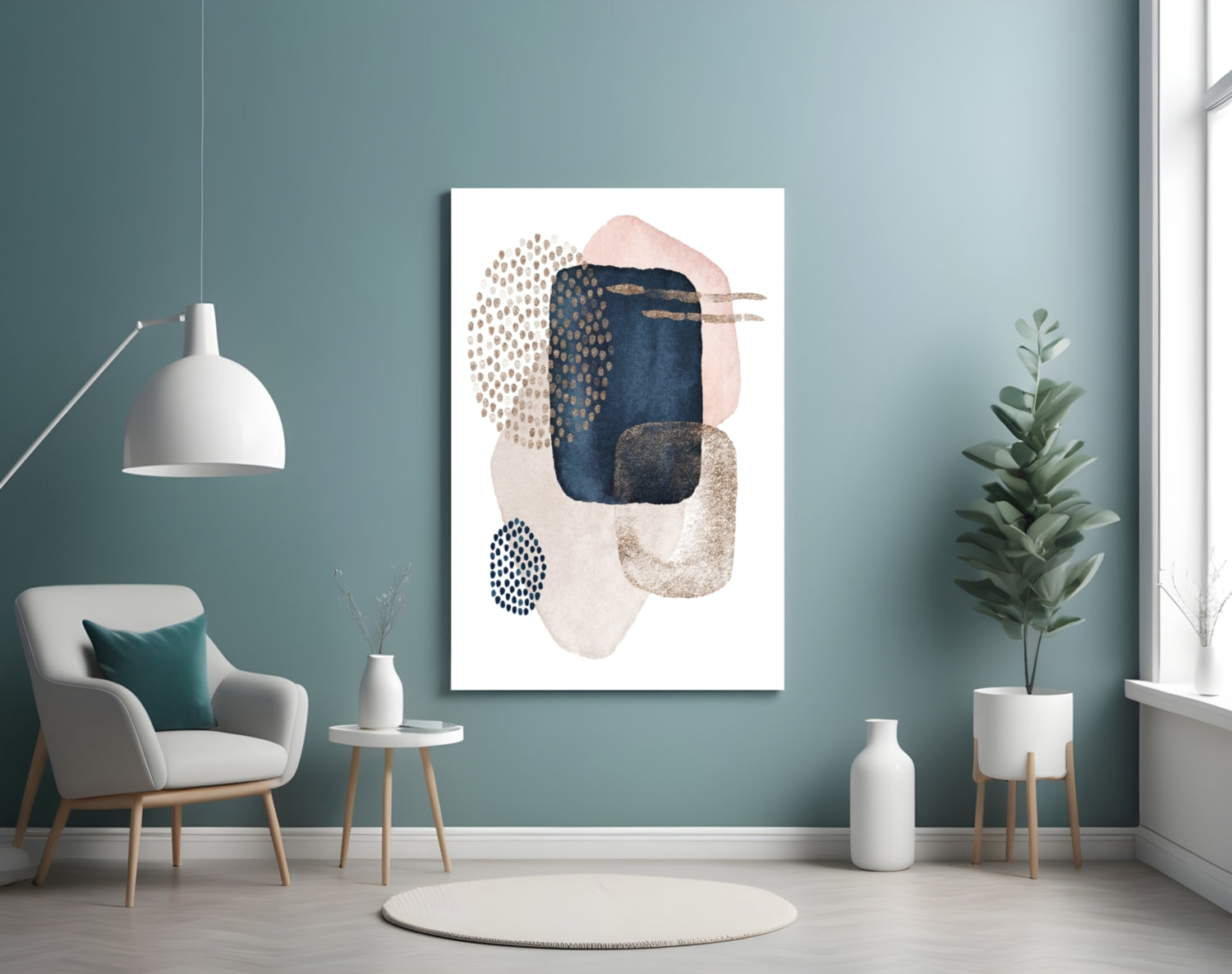 Abstract Shapes Glass Wall Art.