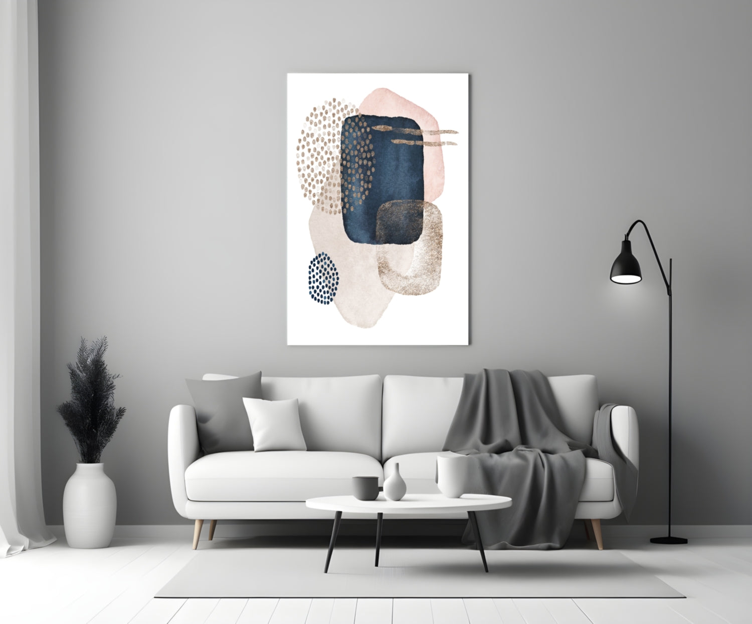 Abstract Shapes Glass Wall Art.