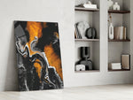 Amber Marble artwork anchoring a wall with moody sophisticated palette