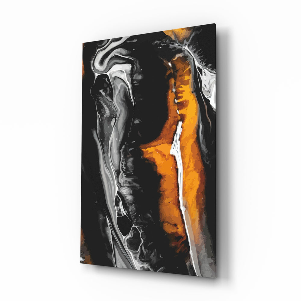 Alcohol-ink panel bringing moody drama to a contemporary living space