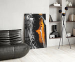 Bronze Ribbon glass print enhancing a foyer with cinematic drama