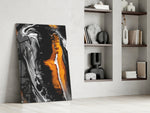 Bronze Ribbon artwork anchoring a wall with moody masculine palette