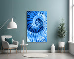 Blue Tie Dye panel adding statement mood to a creative office