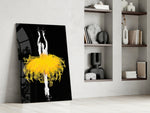 Gold Ballerina artwork anchoring a wall with moody luxe palette