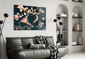Coral Bloom panel adding editorial mood to a powder room