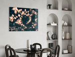Coral Bloom glass print enhancing a foyer with cinematic drama