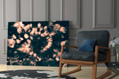 Coral Bloom artwork anchoring a wall with moody organic palette