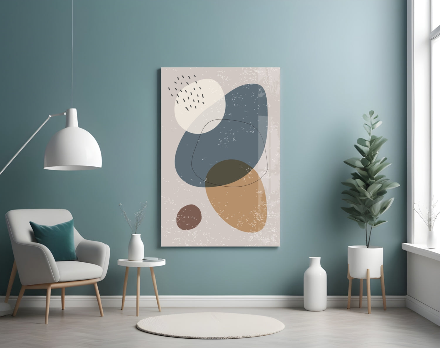 Abstract Shapes Glass Wall Art.