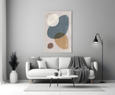 Pebble Stack glass wall art styled above a bed in a bedroom