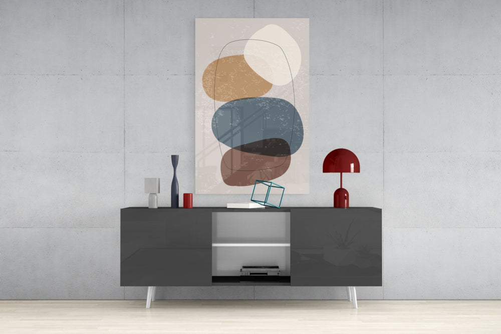 Abstract Shapes Glass Wall Art.