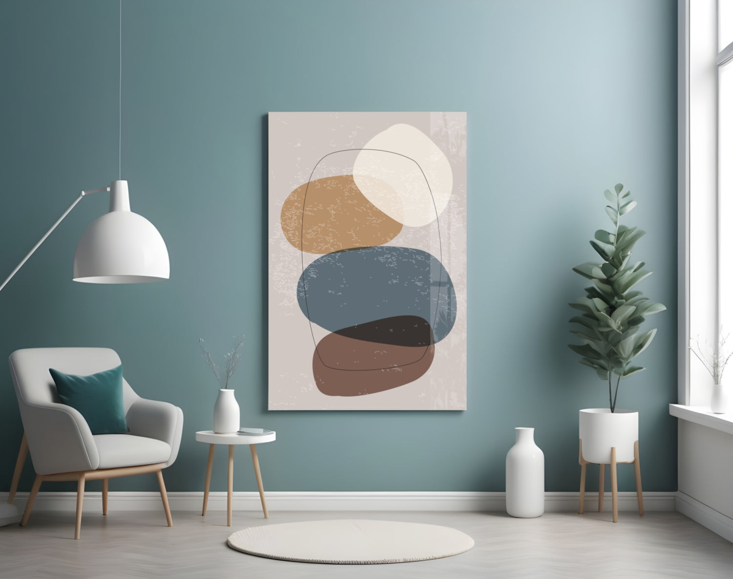 Abstract Shapes Glass Wall Art.