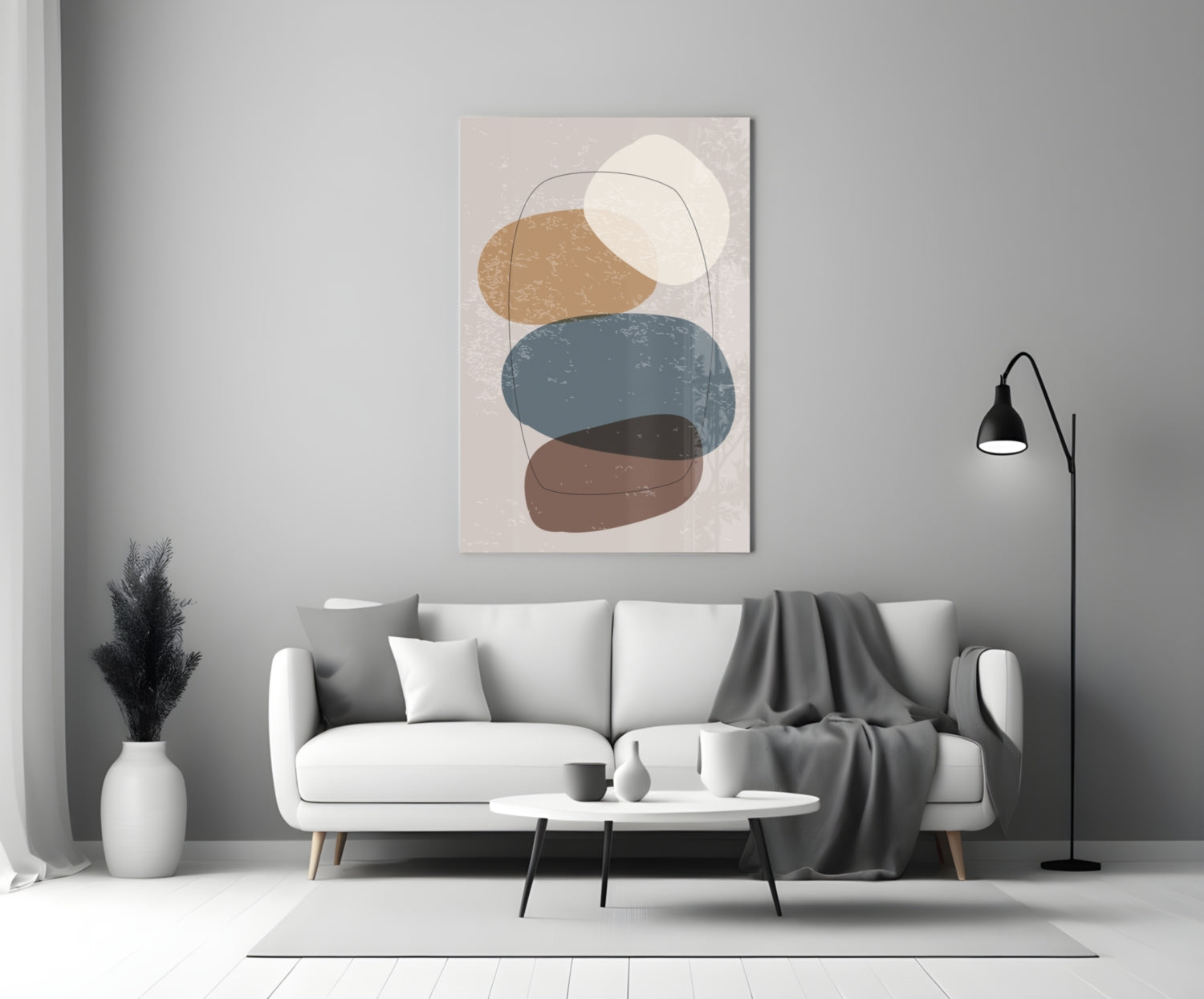 Abstract Shapes Glass Wall Art.