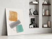 Soft Trio artwork anchoring a wall with soft modern palette