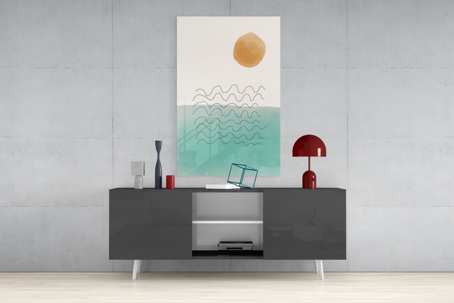 Abstract Shapes Glass Wall Art.