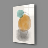 Close-up detail of amber sun overlapping teal watercolor circle