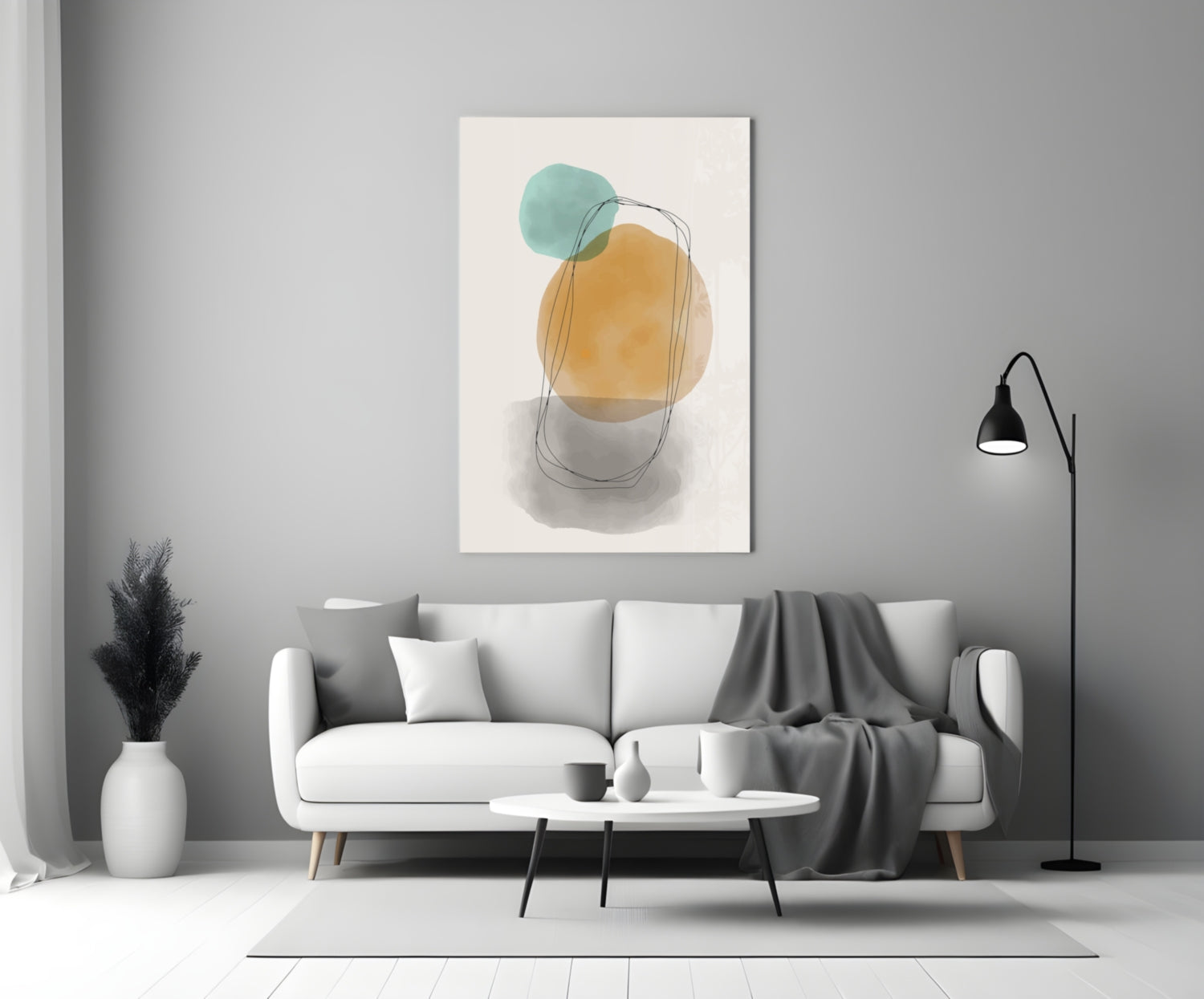 Abstract Shapes Glass Wall Art.