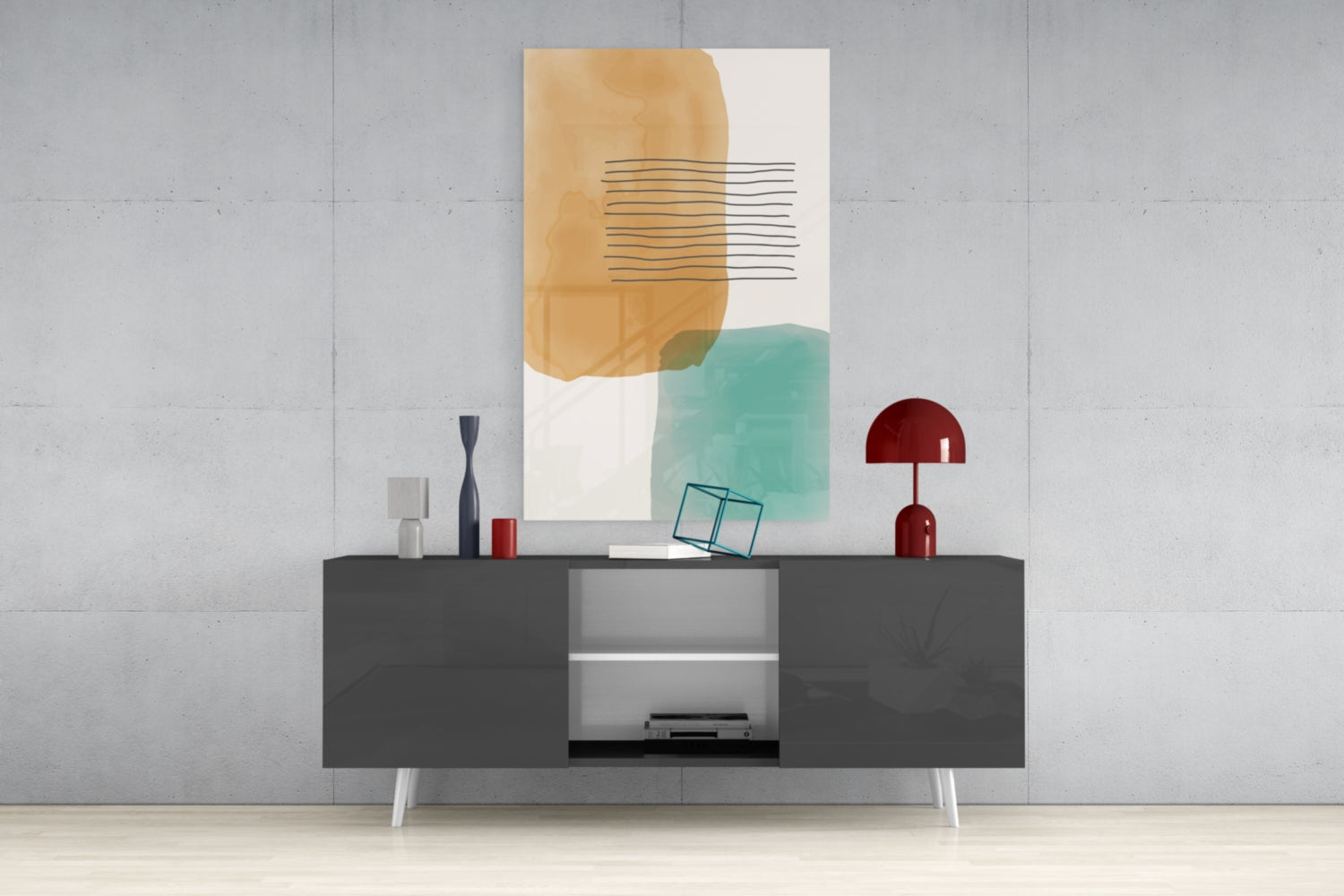 Abstract Shapes Glass Wall Art.