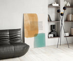 Striped Blocks glass print enhancing a creative office with editorial spirit