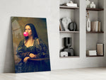 Bubble Mona artwork anchoring a wall with moody witty palette