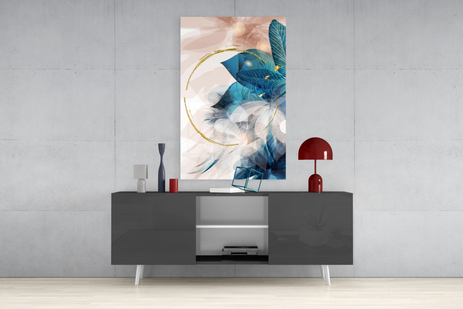 Abstract Flower Glass Wall Art.