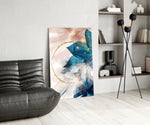 Coral Bloom glass print enhancing a foyer with cinematic drama