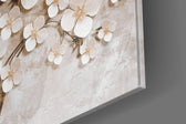 Ivory Blossom Tree panel catching low light to reveal its tactile relief