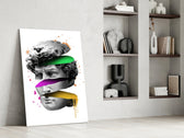 David Slices artwork anchoring a wall with bold kinetic palette