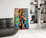 Graffiti Tiger glass print enhancing a foyer with editorial drama