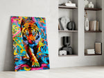 Graffiti Tiger artwork anchoring a wall with bold urban palette