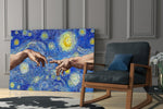 Creation Stars artwork anchoring a wall with moody classical palette