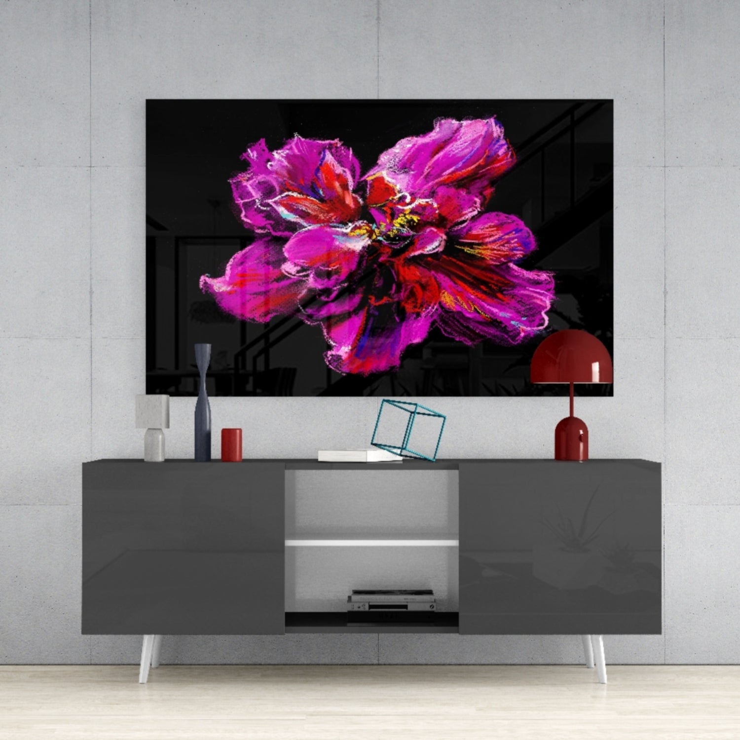 Purple Flower Glass Wall Art.