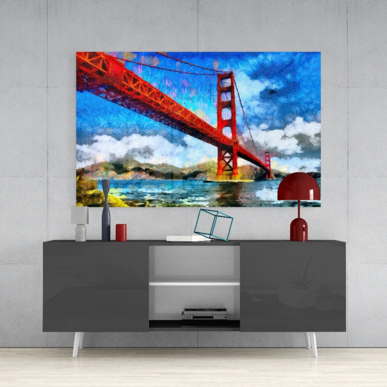 Golden Gate Bridge Glass Wall Art.