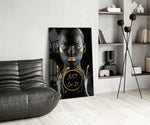 Just Do It glass print enhancing a gym with cinematic drama