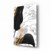 Luxe-modern panel bringing luxe drama to a contemporary living space