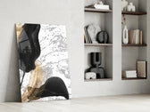 Marble Feathers artwork anchoring a wall with moody luxe palette