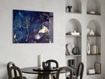Indigo Marble glass print enhancing a foyer with editorial drama