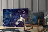 Indigo Marble artwork anchoring a wall with moody sophisticated palette