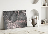 Smoke and Blush glass wall art styled above a sofa in a living room