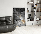 Charcoal Lightning glass print enhancing a study with cinematic drama