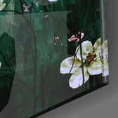 Emerald Daisies panel catching window light to reveal its tactile haze